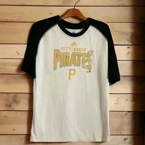 Pittsburgh Pirates Adidas Boy’s XL (18/20) white t-shirt with black slee…